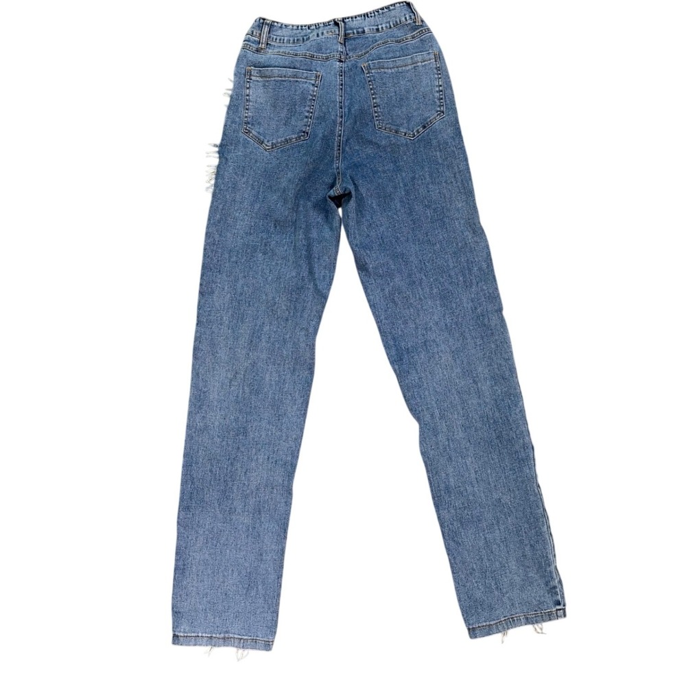Rehab Lab Y2K Womens Distressed Fringe Straight Leg Jeans S Blue Streetwear - Picture 2 of 6
